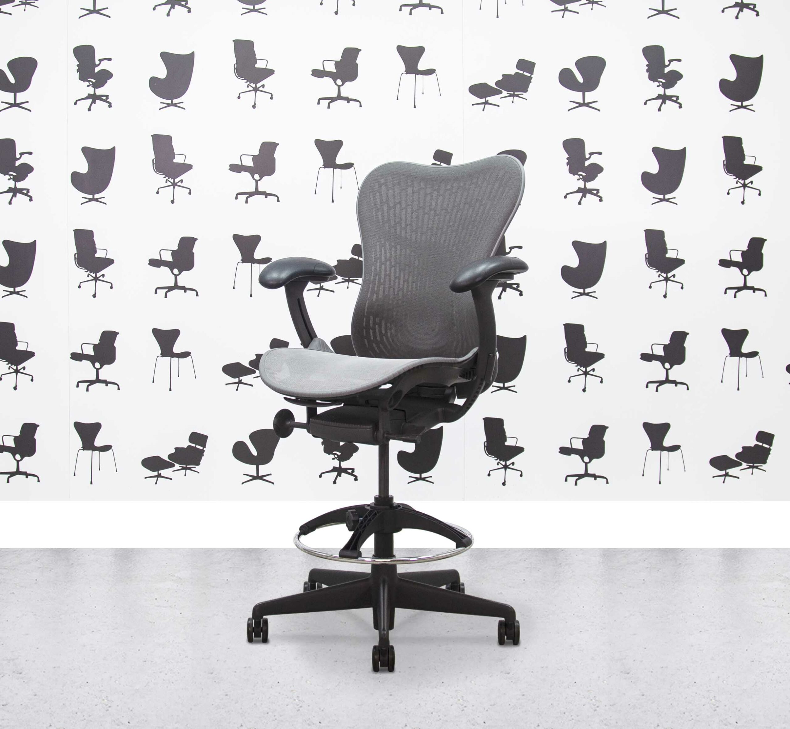 Refurbished Herman Miller Mirra 2 stool – Full Spec – Grey Butterfly Back – Grey Mesh Seat and Frame - Corporate Spec 1 Refurbished Herman Miller Mirra 2 stool – Full Spec – Grey Butterfly Back – Grey Mesh Seat and Frame - Corporate Spec 1