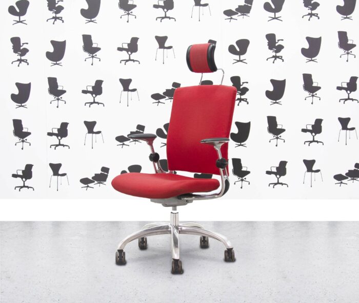 Refurbished Verco EV-Smart Task Chair - Red Fabric - With Headrest - Corporate Spec 1