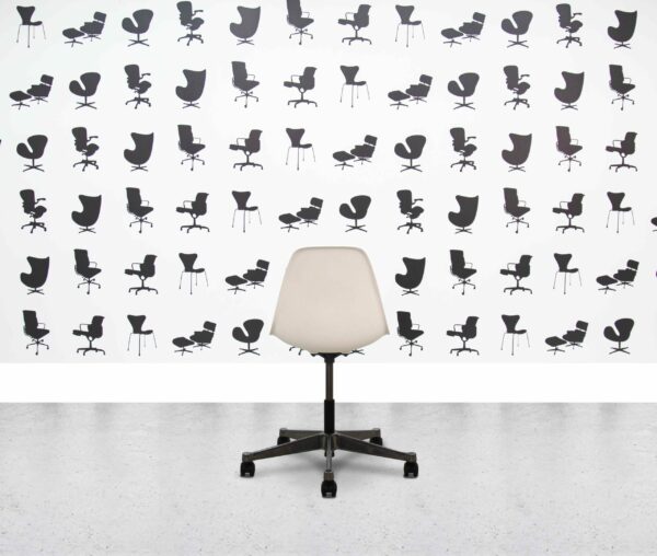 Refurbished Vitra Eames Plastic Side Chair PSCC - White Shell - Montserrat Seat