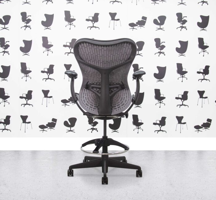 Refurbished Herman Miller Mirra 2 stool – Full Spec – Grey Butterfly Back – Grey Mesh Seat and Frame - Corporate Spec 2