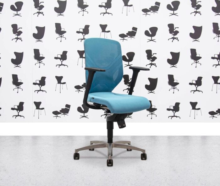 Refurbished Wilkhahn IN Task Chair - Mesh Back - Turquoise Fabric - Corporate Spec 3