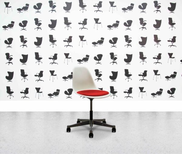 Refurbished Vitra Eames Plastic Side Chair PSCC - White Shell - Calypso Seat