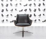 Refurbished Boss Design - Kruze Swivel Chair - Black Leather - Walnut Frame - Corporate Spec