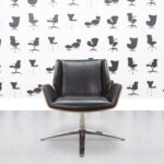 Refurbished Boss Design - Kruze Swivel Chair - Black Leather - Walnut Frame - Corporate Spec