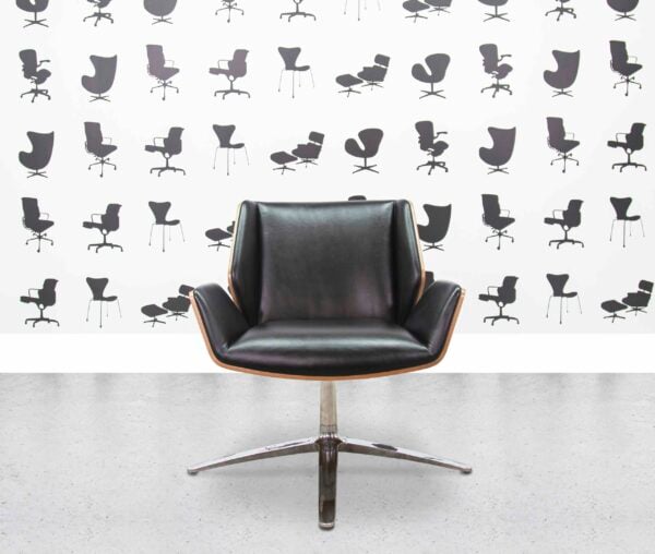 Refurbished Boss Design - Kruze Swivel Chair - Black Leather - Walnut Frame - Corporate Spec