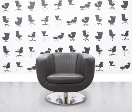 Refurbished B&B Italia Tulip Armchair - Black Leather - Corporate Spec