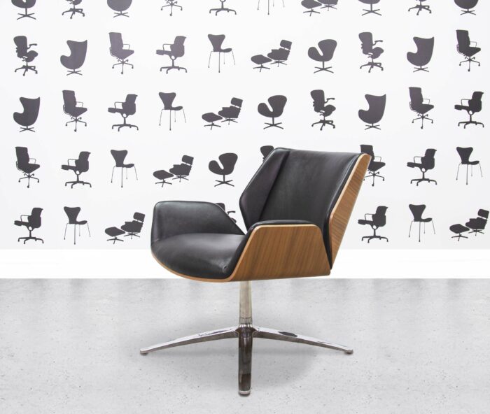 Refurbished Boss Design - Kruze Swivel Chair - Black Leather - Walnut Frame - Corporate Spec 1