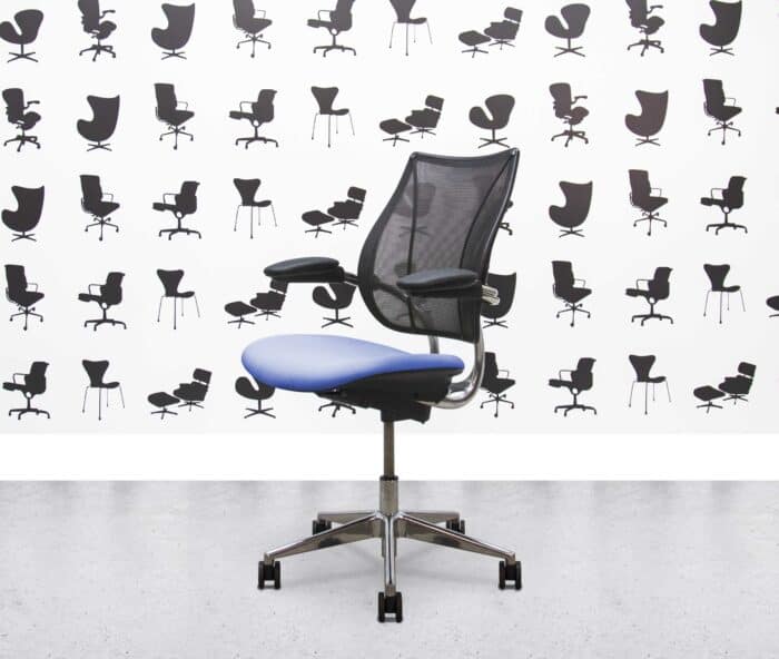 refurbished humanscale liberty task chair polished aluminium bluebell seat
