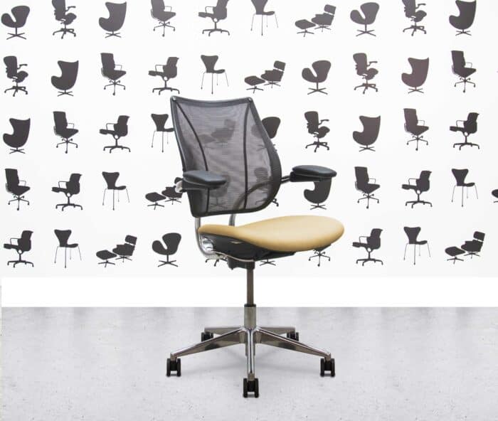 refurbished humanscale liberty task chair polished aluminium sandstorm seat