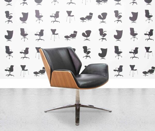 Refurbished Boss Design - Kruze Swivel Chair - Black Leather - Walnut Frame - Corporate Spec 3