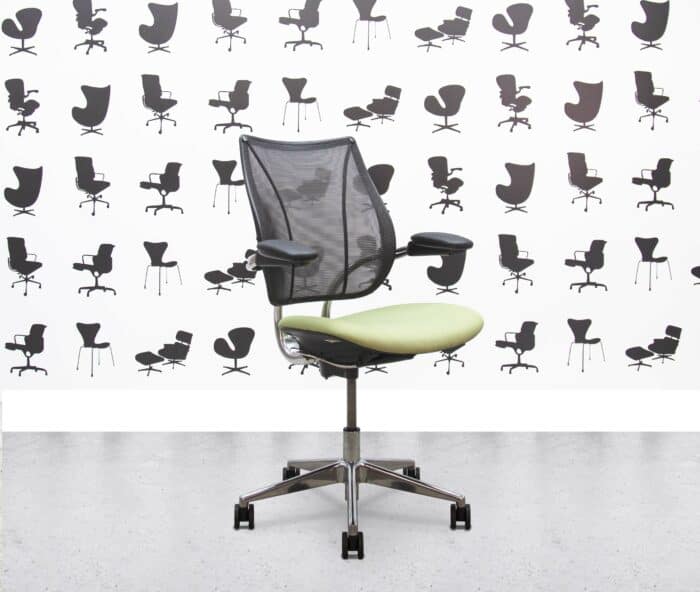 refurbished humanscale liberty task chair polished aluminium mesh back apple seat