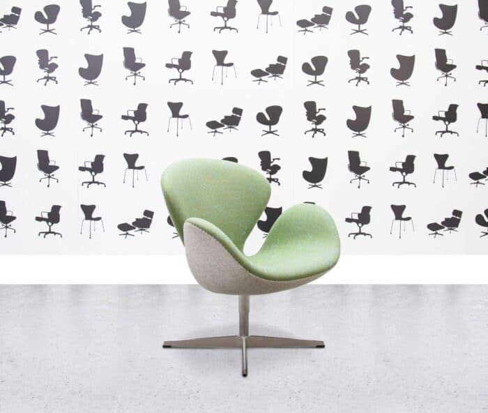 refurbished fritz hansen arne jacobsen swan chair green fabric