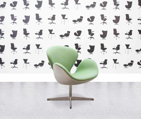 refurbished fritz hansen arne jacobsen swan chair green fabric