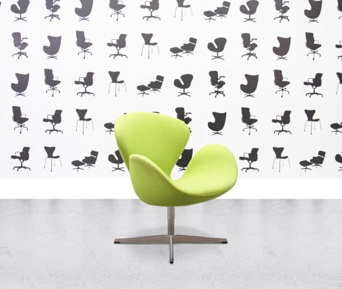 refurbished fritz hansen arne jacobsen swan chair apple green fabric