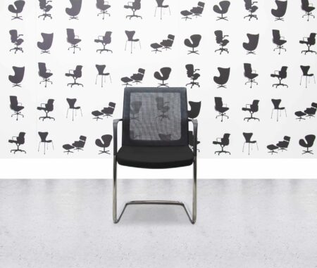 refurbished orangebox workday cantilever armchair black mesh back blue seat (copy)