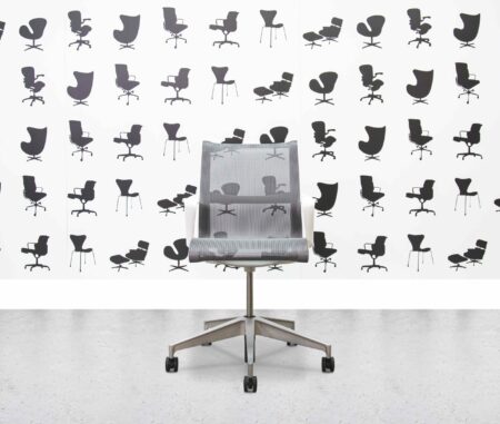 refurbished herman miller setu chair white frame grey mesh