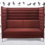 refurbished vitra alcove high back sofa red fabric