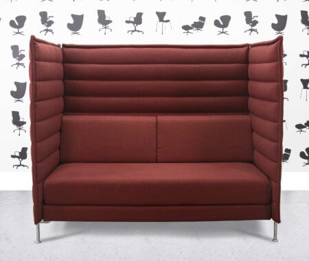 refurbished vitra alcove high back sofa red fabric