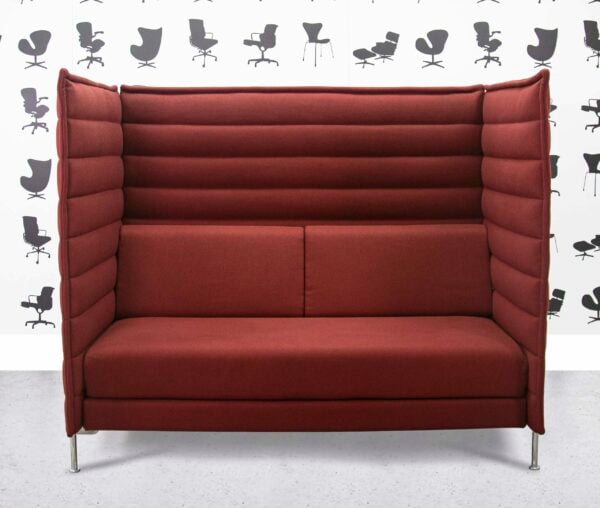 refurbished vitra alcove high back sofa red fabric