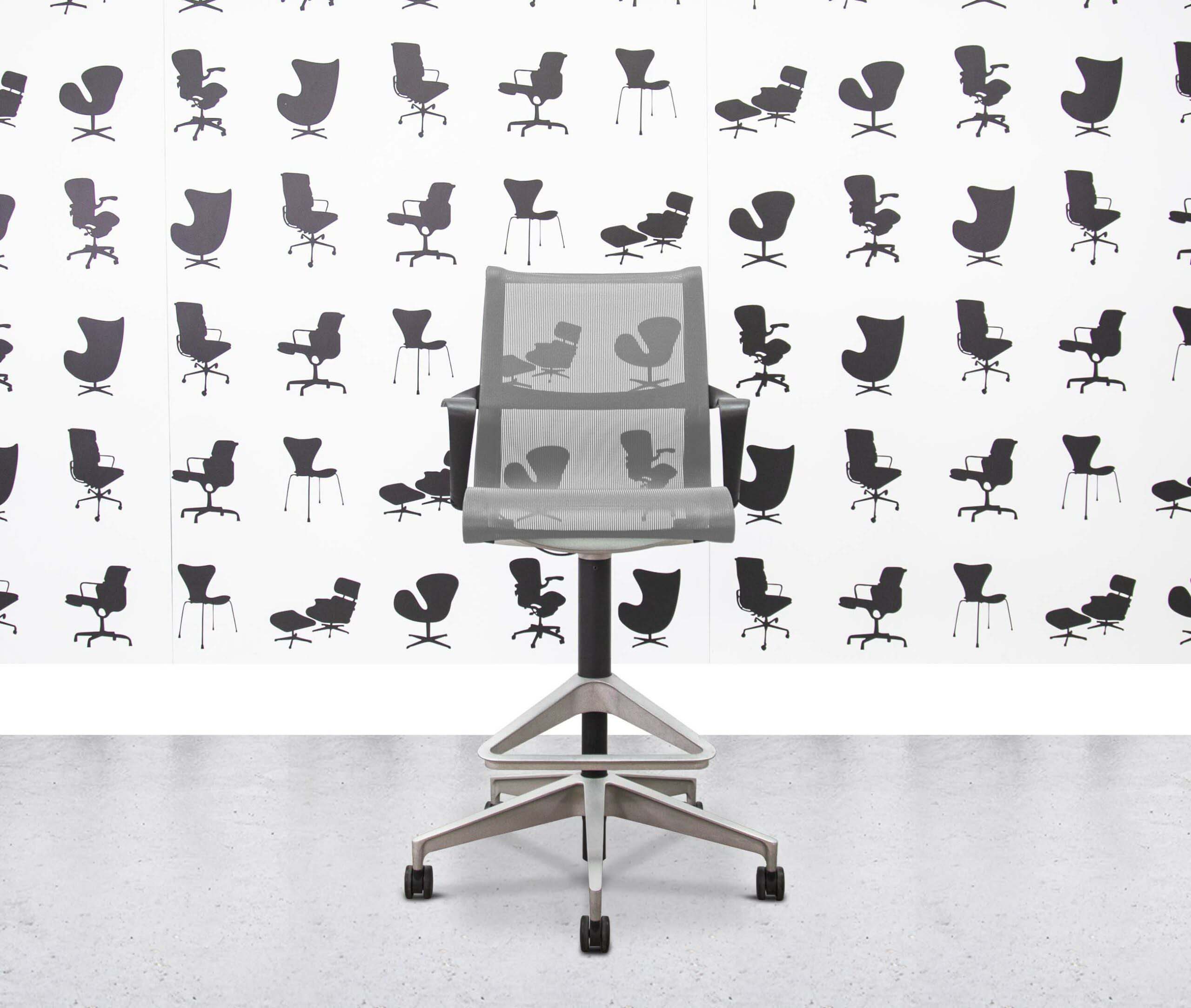 Refurbished Herman Miller Setu Stool - Grey Frame and Mesh1 Refurbished Herman Miller Setu Stool - Grey Frame and Mesh
