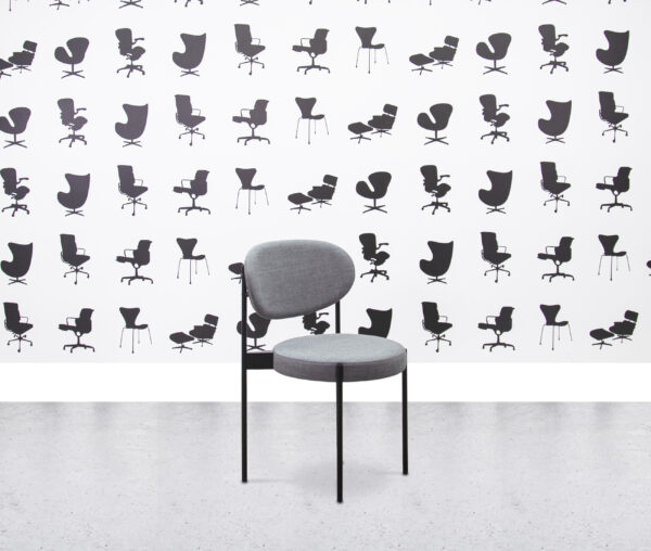 refurbished verpan series 430 chair black frame grey fabric