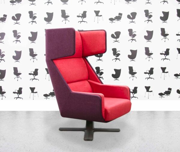 refurbished buzzi space buzzime lounge chair red fabric