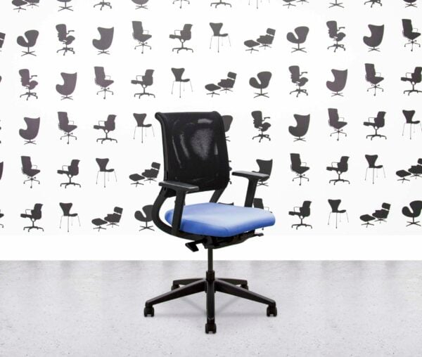 refurbished sedus netwin swivel chair black mesh back bluebe