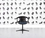 refurbished fritz hansen rin conference chair black frame with blue padding