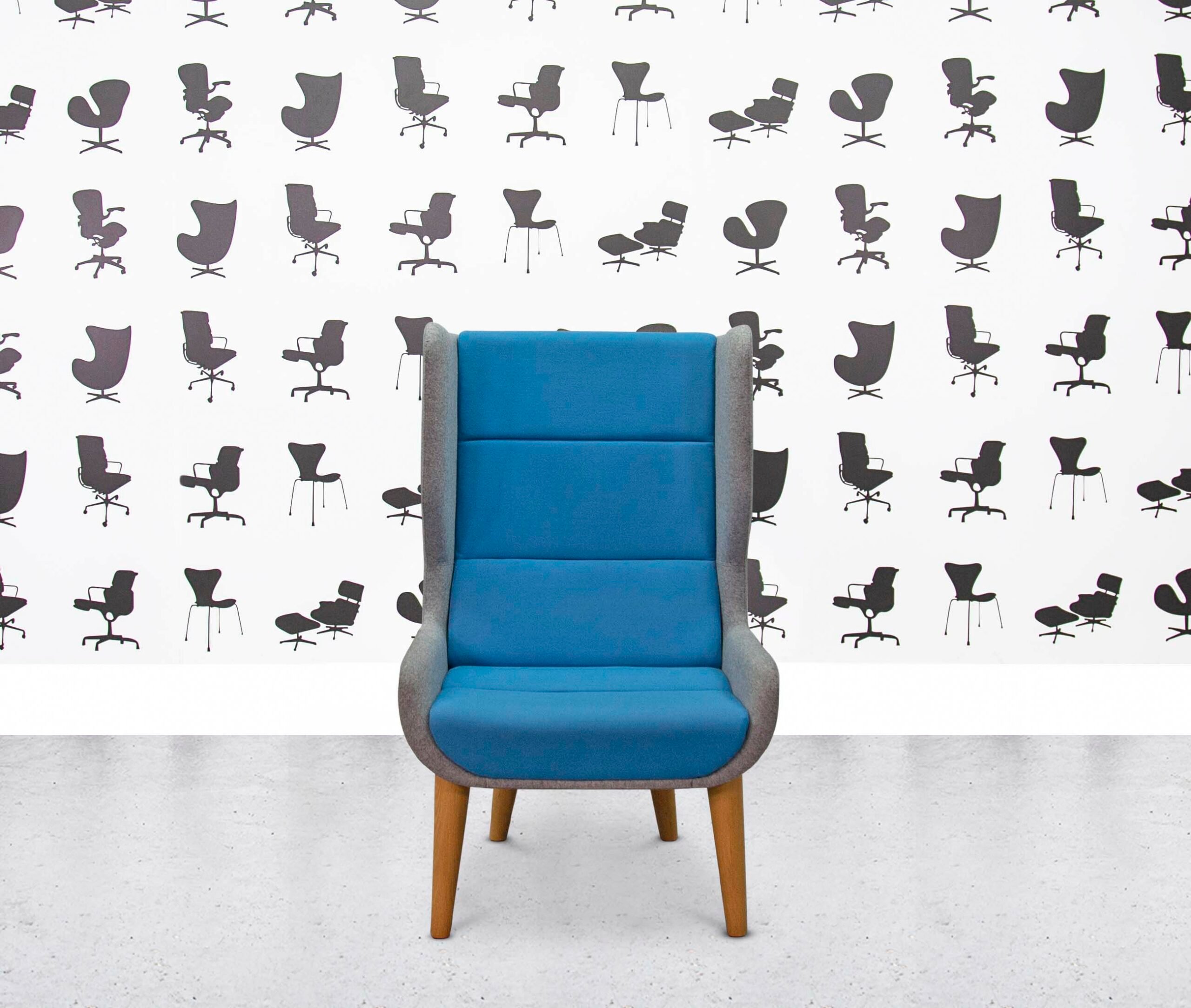 Refurbished Naughtone Hush BWD Lounge Chair - Blue and Grey Fabric