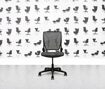 refurbished humanscale liberty task chair grey mesh back and seat no arms