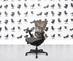 refurbished herman miller classic mirra chair full spec grey mesh seat brown back