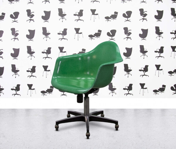 refurbished modernica case study furniture arm shell rolling grass green