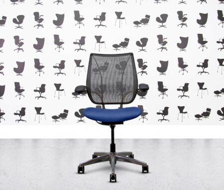 refurbished humanscale liberty task chair polished aluminium royal blue leather