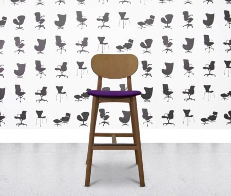 refurbished allermuir jaicer jrc5 oak stool purple fabric