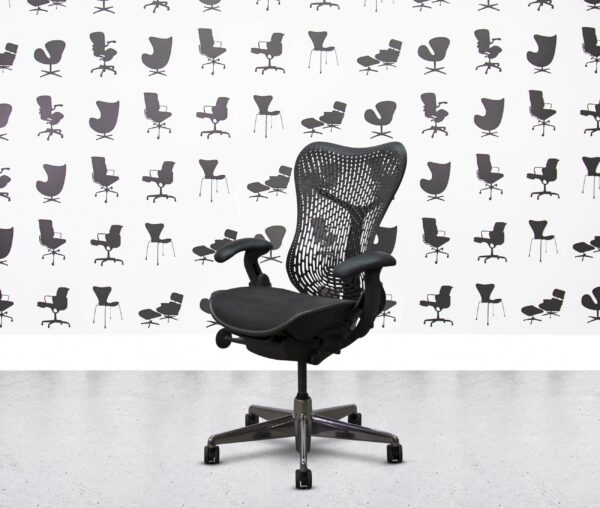 refurbished herman miller classic mirra chair full spec aluminum base black back and seat