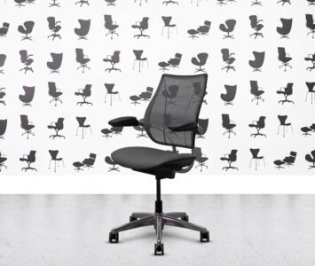refurbished humanscale liberty task chair polished aluminium grigio grey leather