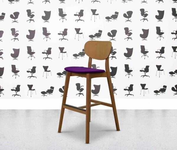 refurbished allermuir jaicer jrc5 oak stool purple fabric