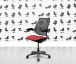 refurbished humanscale liberty task chair polished aluminium rosetta red leather