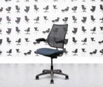 refurbished humanscale liberty task chair polished aluminium bluette dark navy leather