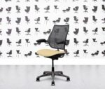 refurbished humanscale liberty task chair polished aluminium giallio cream leather