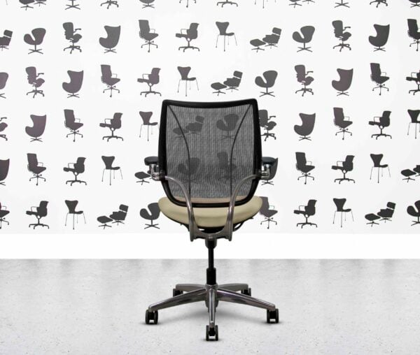 refurbished humanscale liberty task chair polished aluminium sesame cream leather