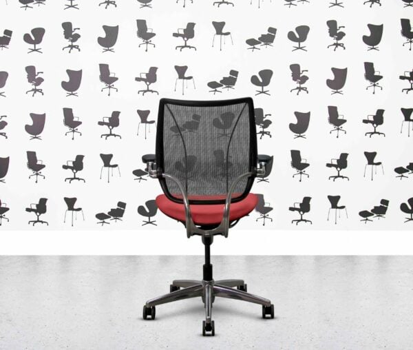 refurbished humanscale liberty task chair polished aluminium rosetta red leather