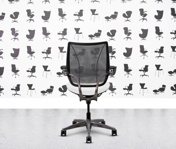 refurbished humanscale liberty task chair polished aluminium white leather