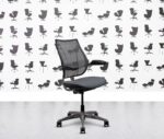refurbished humanscale liberty task chair polished aluminium maron dark brown leather
