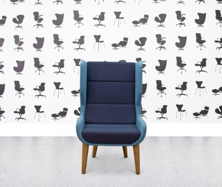 refurbished naughtone hush bwd lounge chair navy and light blue