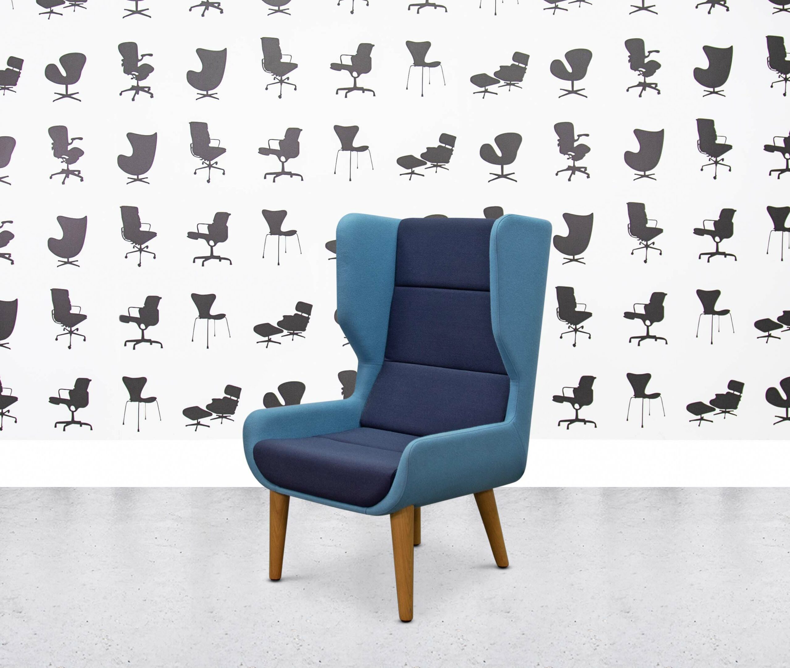 Refurbished Naughtone Hush BWD Lounge Chair - Navy and Light Blue
