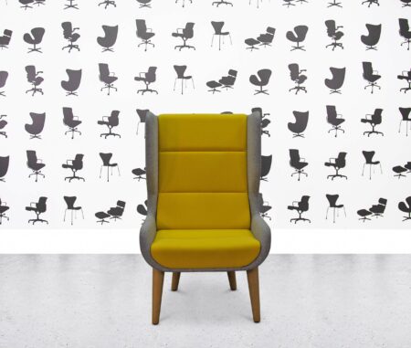 refurbished naughtone hush bwd lounge chair grey and yellow