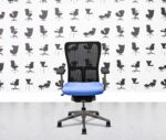 refurbished haworth zody desk chair polished aluminium fixed arms bluebell