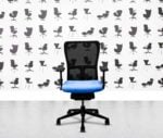 refurbished haworth zody desk chair black frame fixed arms bluebell