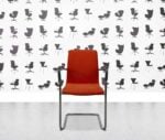 refurbished kusch co ona plaza cantilever chair red orange fabric